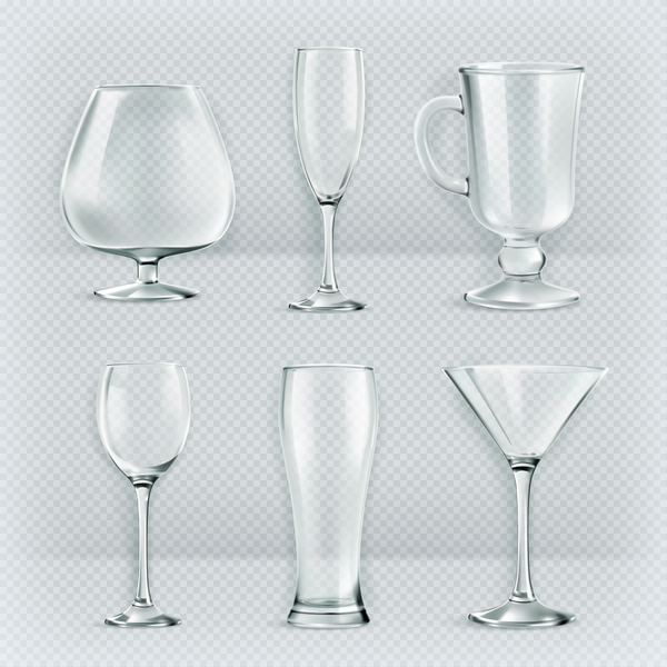 Glass cup set vector material  