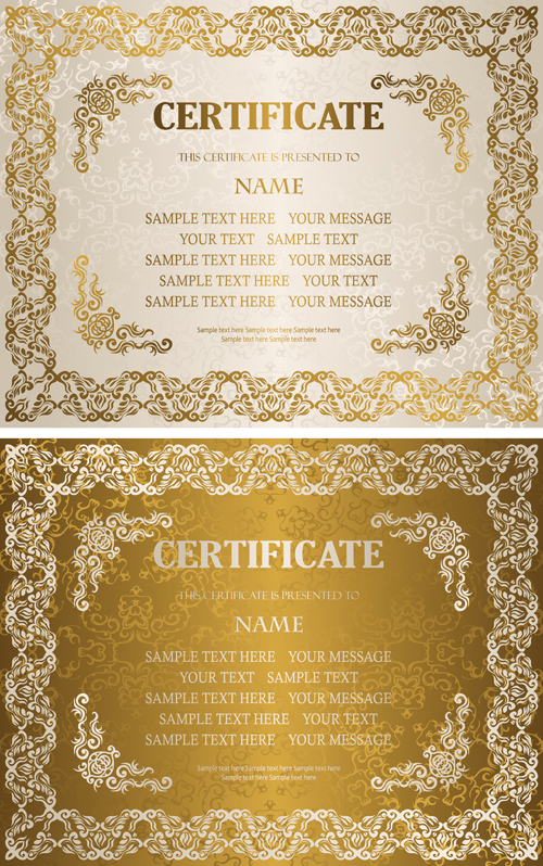 Golden template certificate design vector 02  