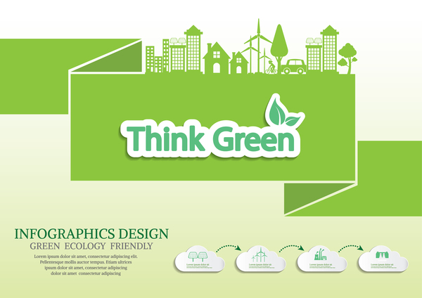 緑色のエコロジー フレンドリーなインフォ グラフィック デザイン ベクター 02  