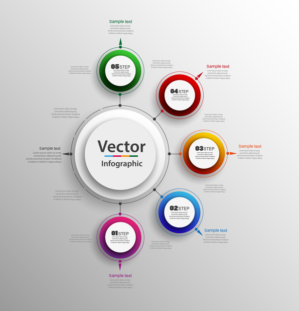 Modern circles infographic vector template 06  