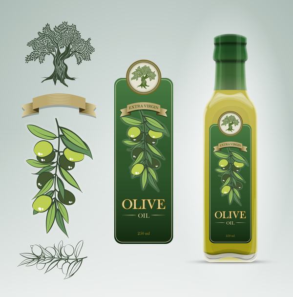 Vecteur d'étiquette de bouteille d'huile d'olive  