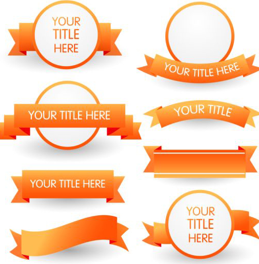 Orange ribbon and labels vector  
