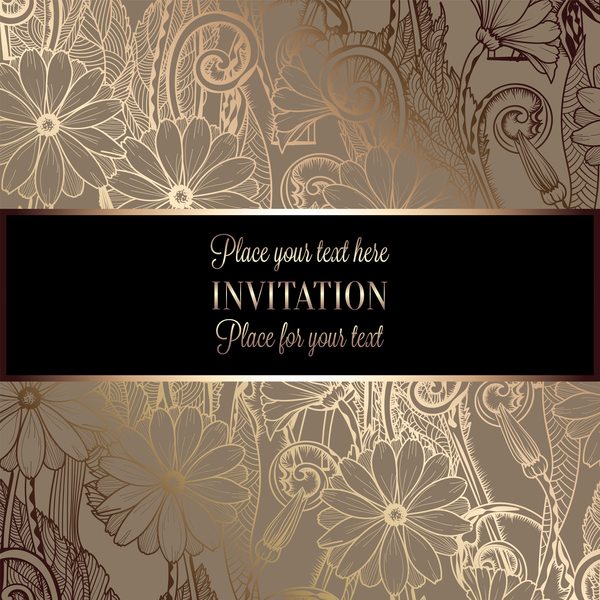 Ornate floral invitation card with luxury background vector 11  