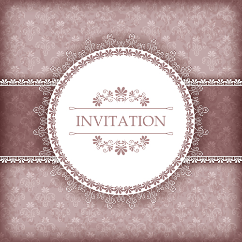 Ornate lace invitation card vector  