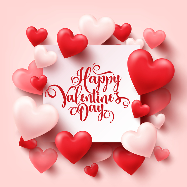 Paper valentine day card with heart shape vector 04  