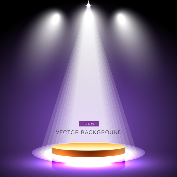 Purple spotlight with stage background vector 02  