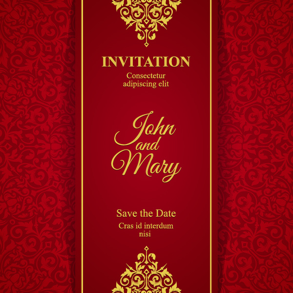 Red with golden invitation template vector 13  