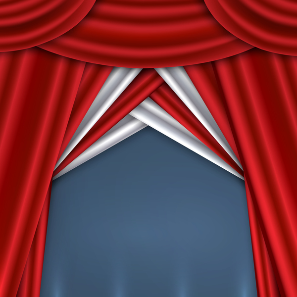 Red with white curtains background vector 01  