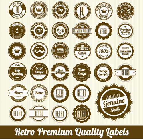 Round Premium Quality labels vintage vector  