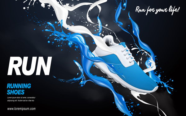 Running shoes poster template creative design vector 02  