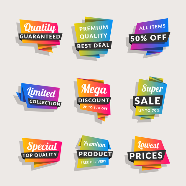 Verkauf-Origami-Banner mit shopping Tags Vektor-09  