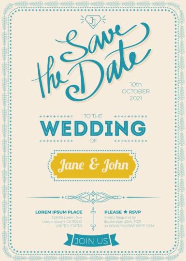 Set of wedding invitation cards template vector 14  