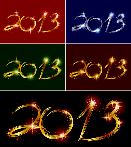 Shiny 2013 New year design elements vector 02  