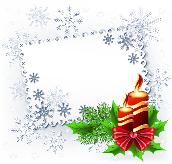 Carte de Noël flocon de neige avec holly vector 01  