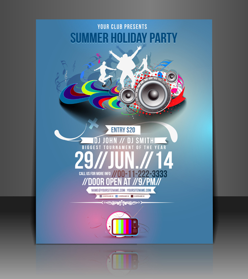 Abstract Summer Party Flyers design vector 03  