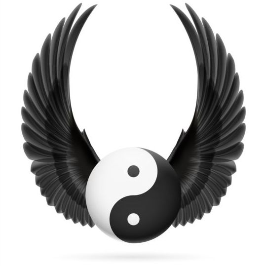 Vleugels met Yin Yang bal vector 02  