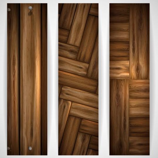 Woodboard texture bannières vector set 06  