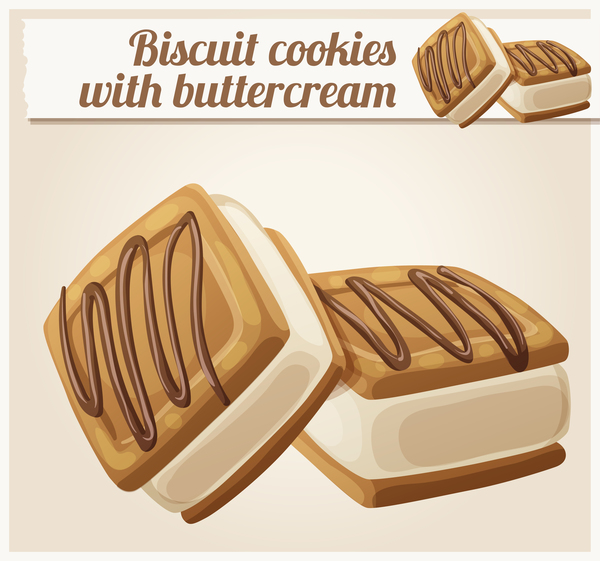 バタークリームベクトルとビスケットクッキー  