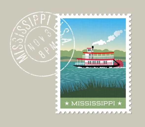 vecteur de modèle Mississipi timbre-poste  