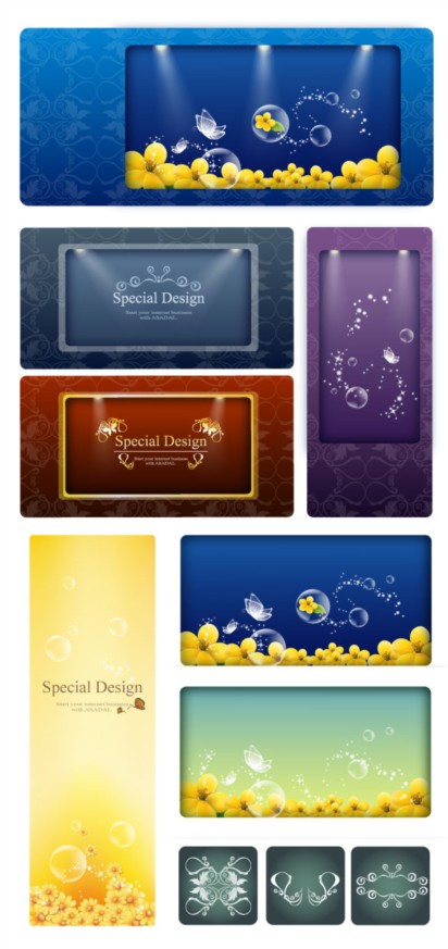 Spotlight with ornate cards vector  