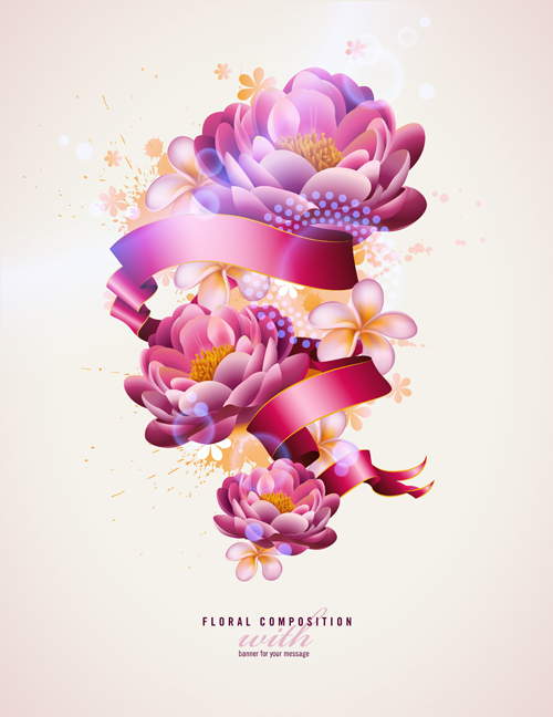 Beautiful Flowers elements background vector 05  