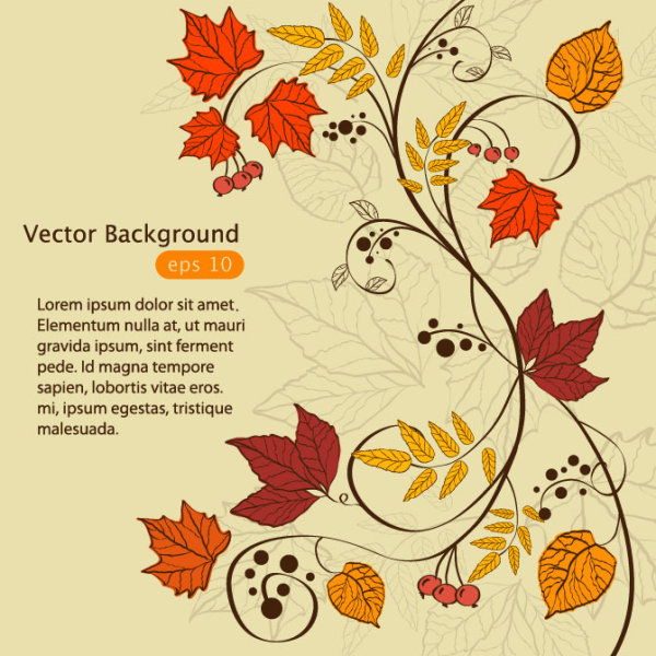 Hand drawn Maple Leaf elements vector background 04  