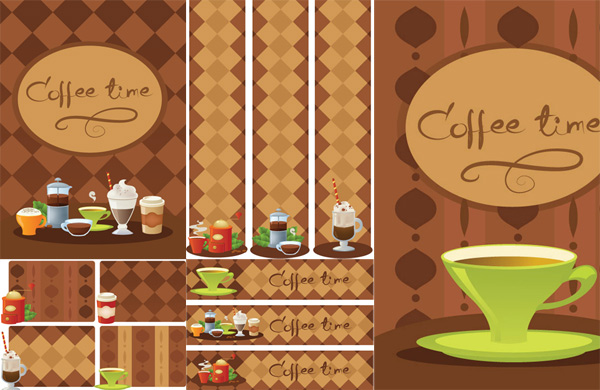 Coffee poster design vector set  