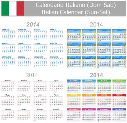 イタリア版カレンダー 2014 ベクトル セット 03  