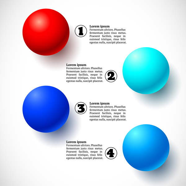 3D colored balls with numbered infographics vector 07  