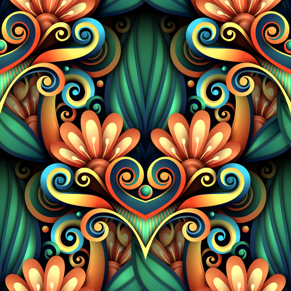 3d colored decor pattern design vector 02  