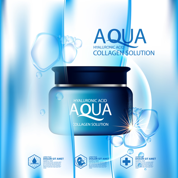 Kosmetischer Werbungsplakatschablonenvektor 08 des Aqua  