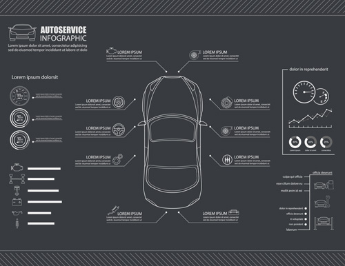 Auto service infographics vector material 01  