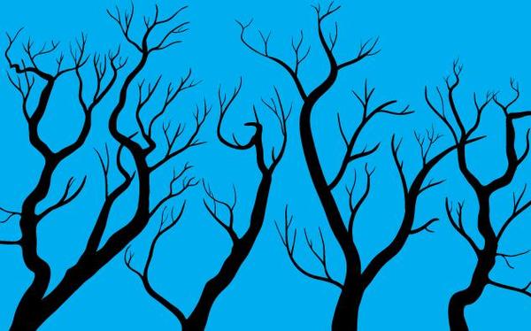 Herbstliche Bäume mit blauem Hintergrund Vektor  