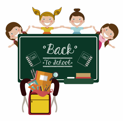 Back to school children vector background 02  