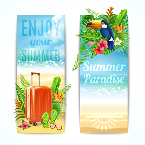 Beach holiday summer banners vector  