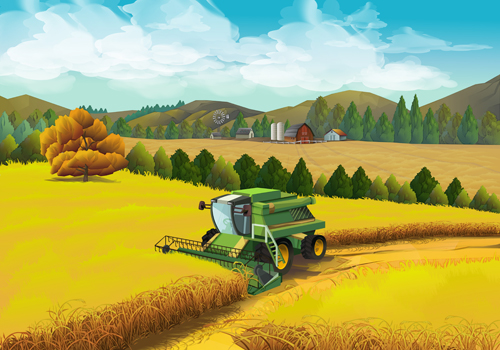 Beautiful rural landscapes vector material 04  