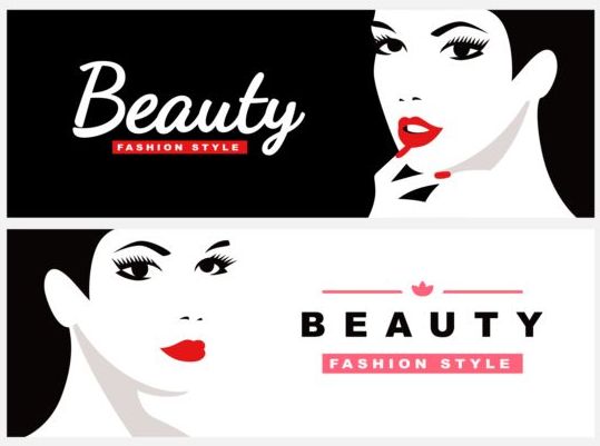 Beauty-Banner mit Modestil-Vektor 01  