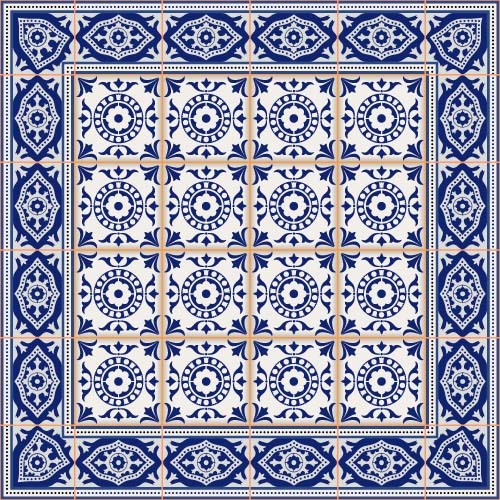 Vecteur de motif de carreaux de céramique bleue  