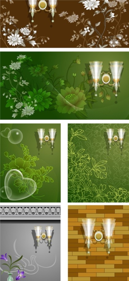 Bright light with flower background vector  