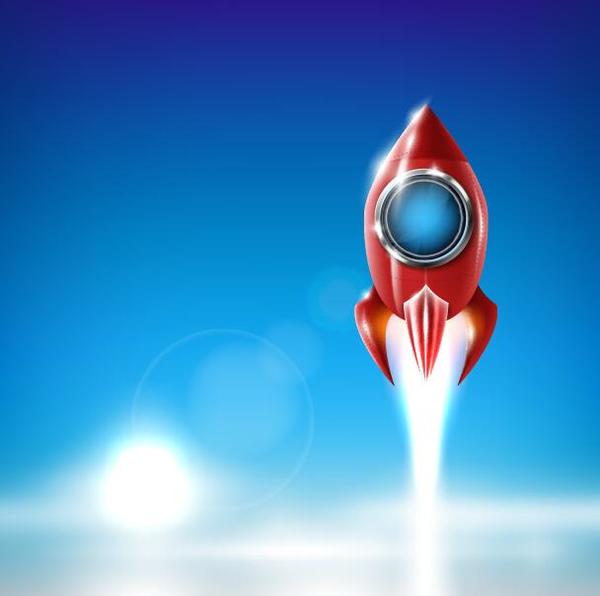 Cartoon red rocket vector  