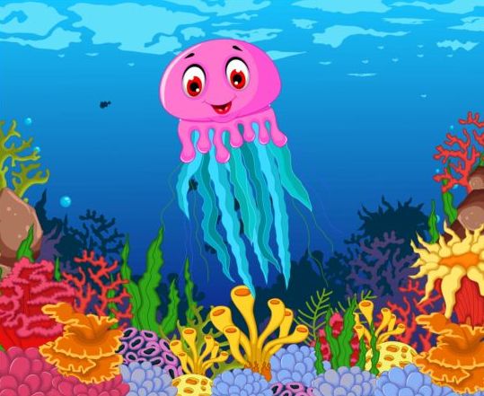 Мультфильм подводный мир красивый вектор 09  