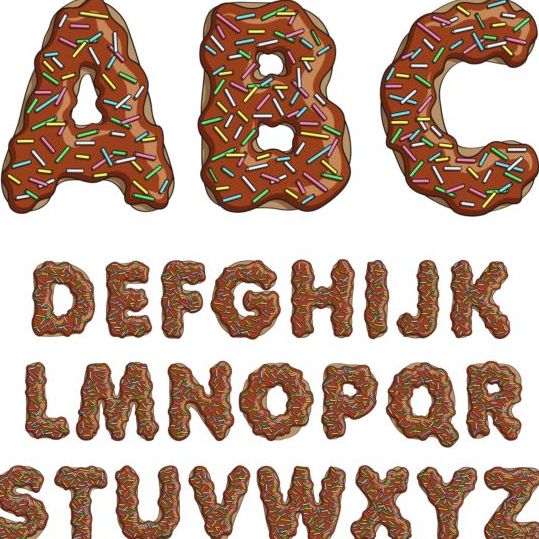 Materiale vettoriale alfabeto cioccolato  