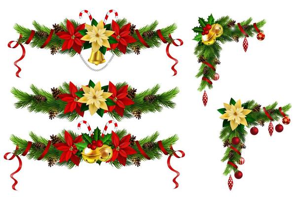 ボーダーベクトル01とクリスマスの飾り装飾  