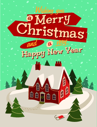 Christmas houses winter vector background 02  