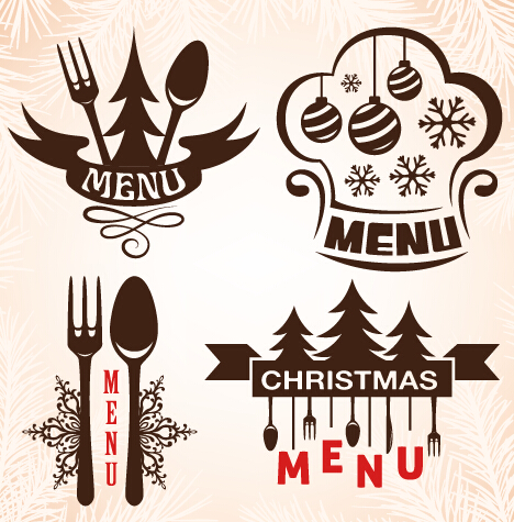 Christmas menu design elements vector set 06  