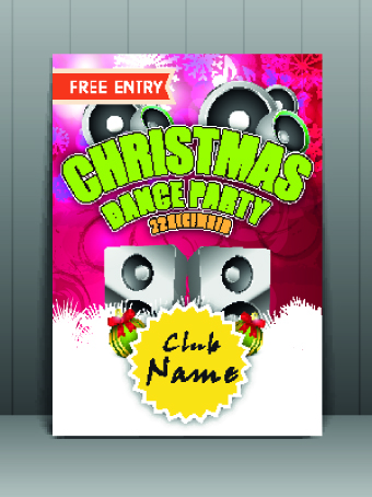 Christmas party flyer vector template 02  