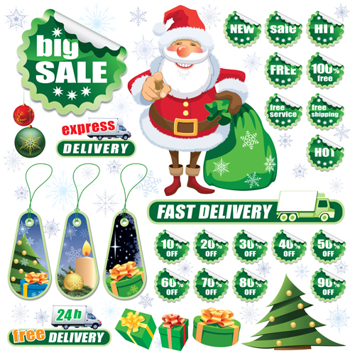 Christmas sale tags and Stickers design vector 03  