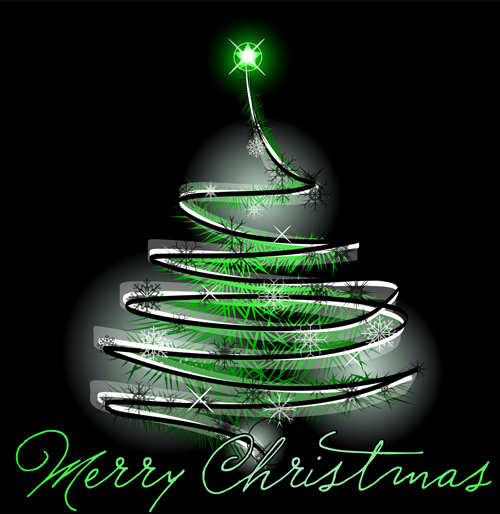 Sparkling Christmas tree design vector 02  