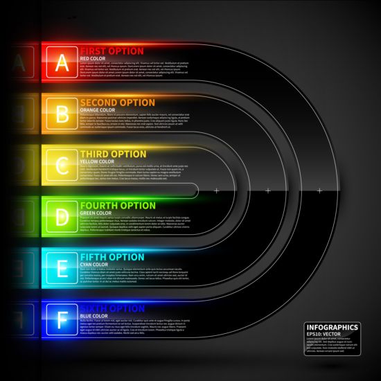 Färgade Neon infographic vektorer 02  