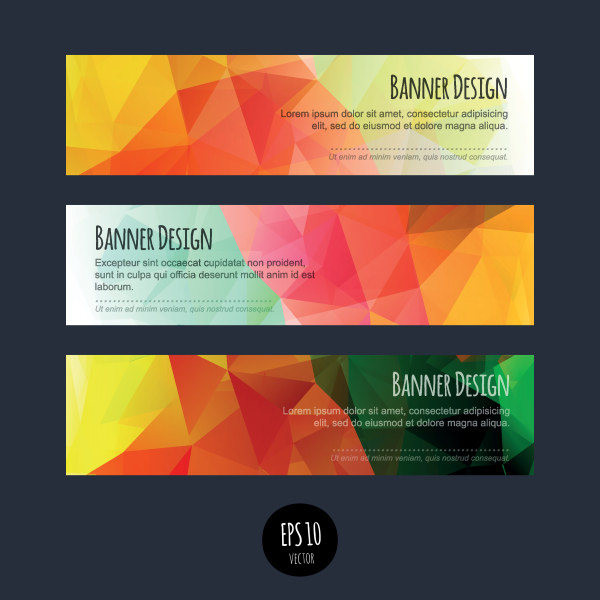 Colorful geometric shapes vector banners 02  